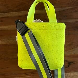 Quilted Koala Midi Town Neoprene Crossbody Bag in Neon Yellow